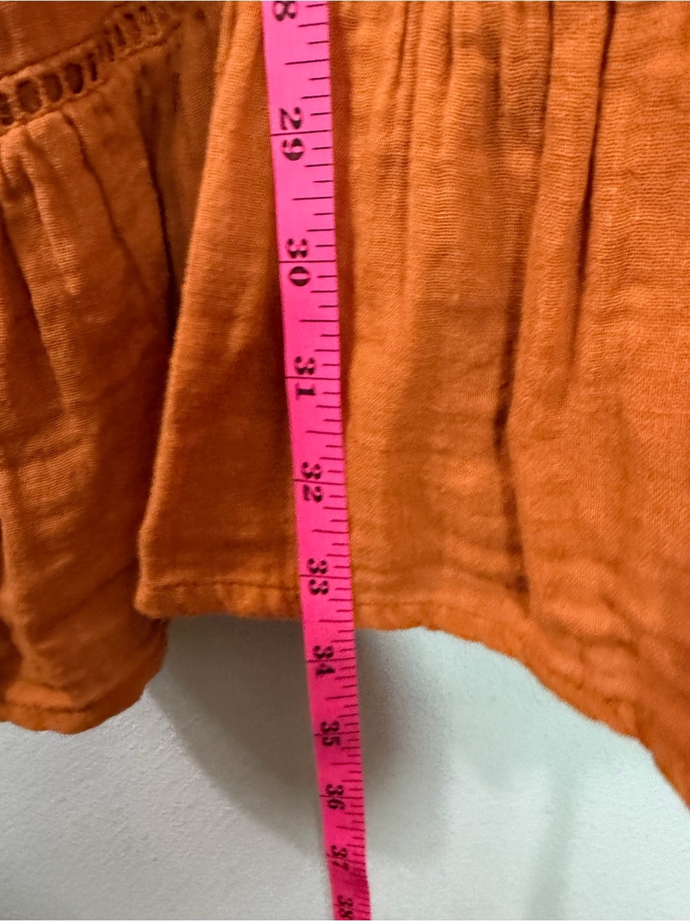 Spaghetti-Strap Rust Orange Ruffle-Hem Mini Dress - Picture 4 of 5